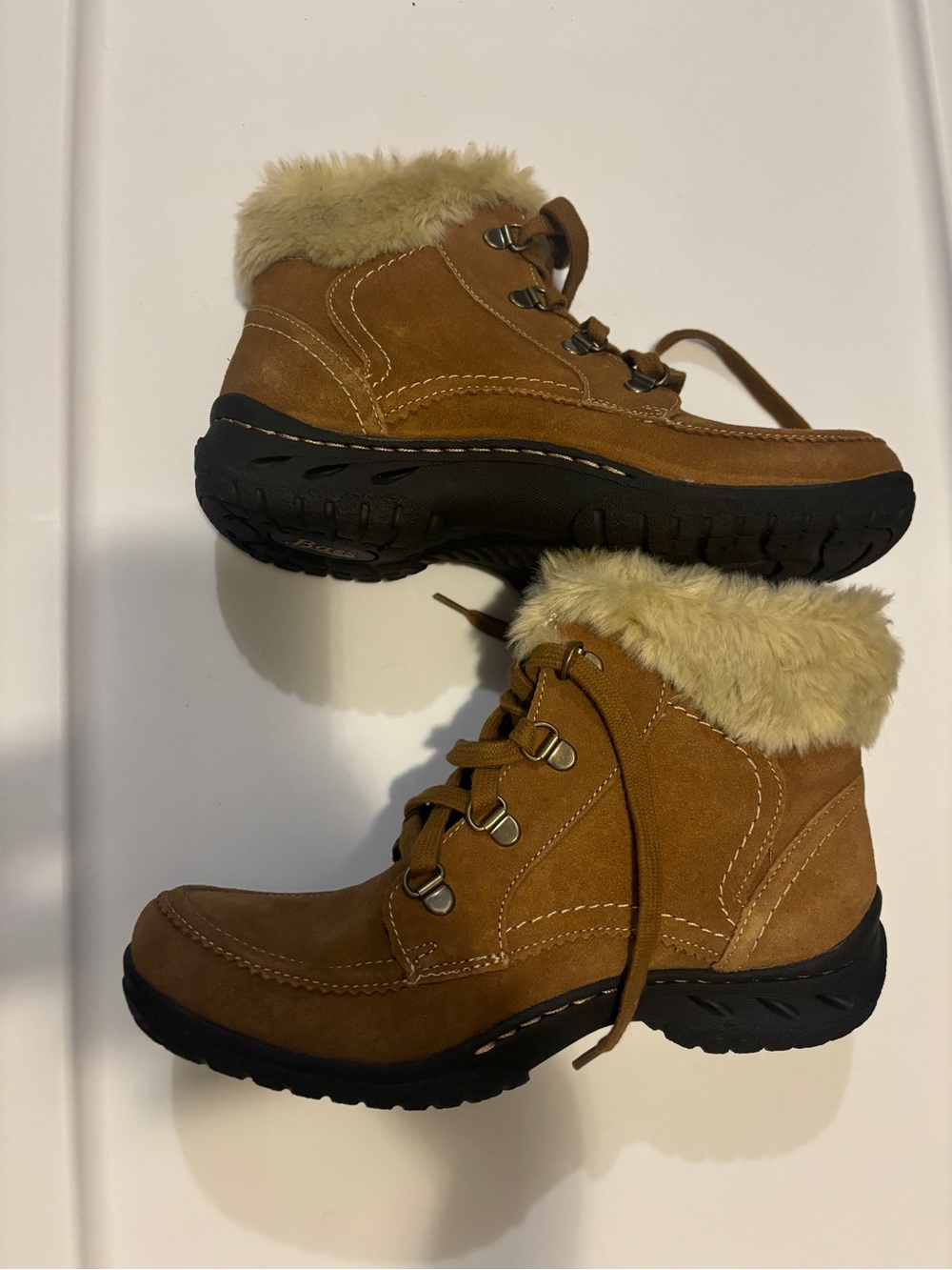 G.H. Bass Lonewolf Brown Leather Faux Fur Boots US 7